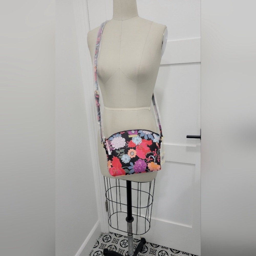 Trina Turk Black Multicolor Floral Gold Tone Crossbody Purse NWT 🌴